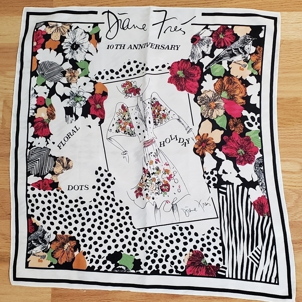 Diane Freis Vintage 1988 10th Anniversary Scarf